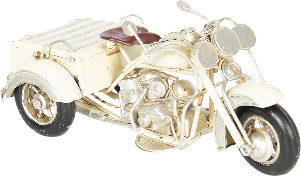 Macheta motocicleta retro metal crem antichizat 22 cm x11 cm x 11 cm