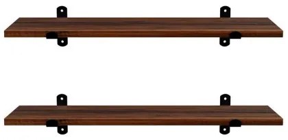 Set de 2 rafturi de perete SHELFY, maro/negru