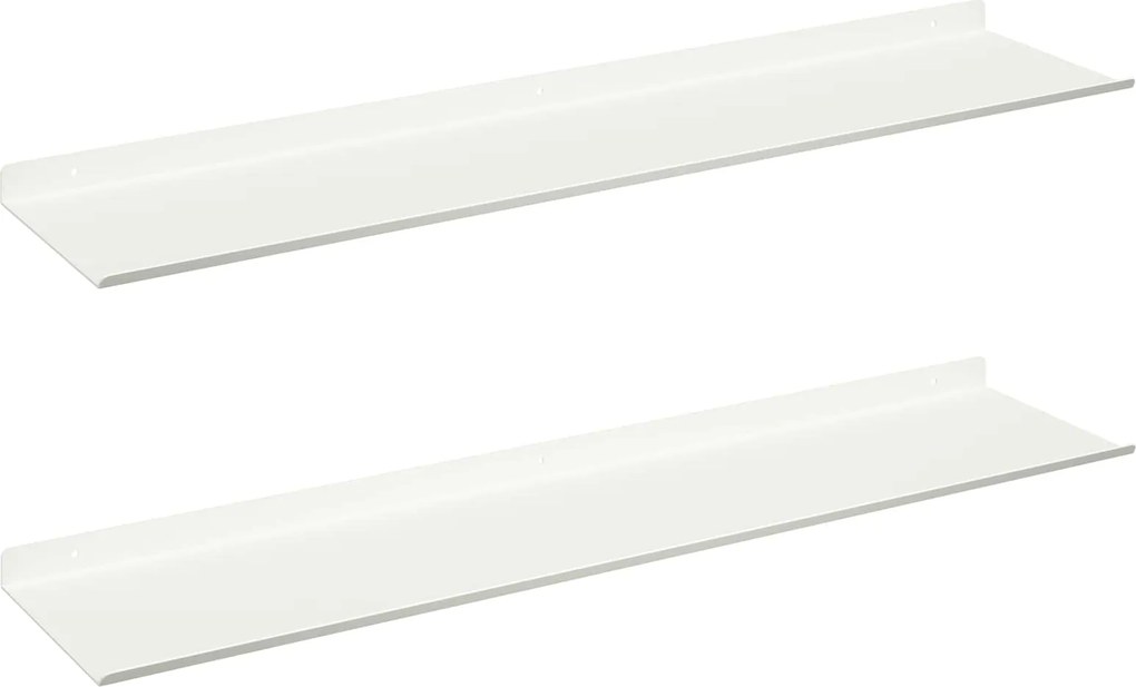 vidaXL Raft suspendat Pe perete 2 pcs Alb 80 x 18 x 2,5 cm Oțel