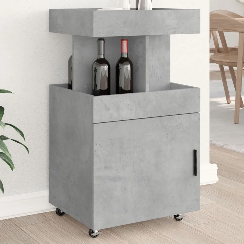 848265 vidaXL Cărucior de bar, gri beton, 50x41x89 cm, lemn prelucrat