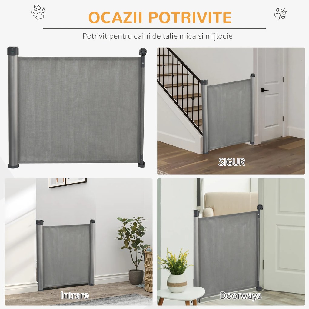 Bariera de siguranta PawHut pentru caini, 140x88 cm, gri | AOSOM RO