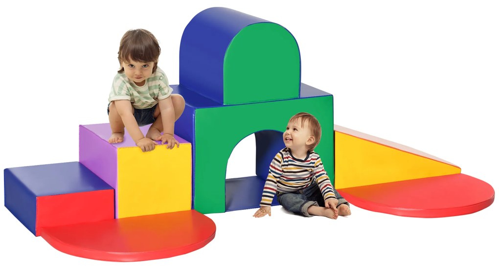 HOMCOM 7 blocuri de construcție din spumă XXL - joc educațional - modul de motricitate - certificate conform standardelor EN71-1-2-3 - spumă EPE acoperită cu PU multicolor | Aosom Romania