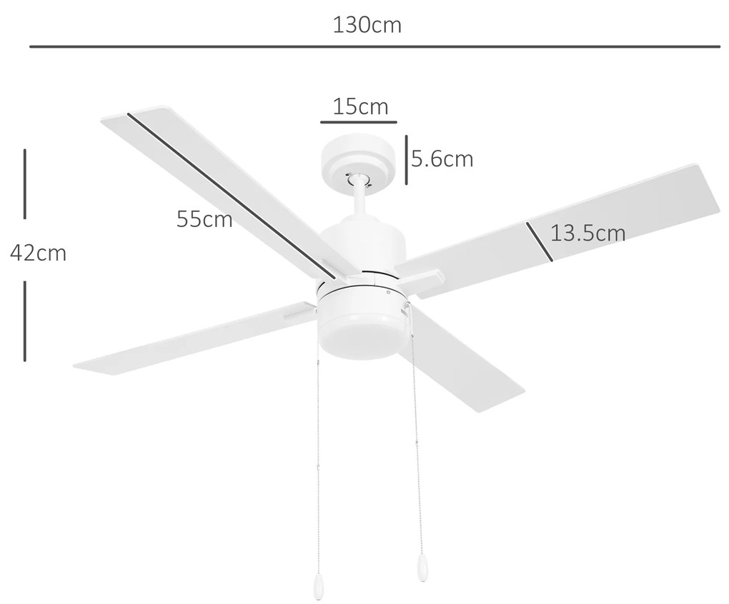 HOMCOM Ventilator de Tavan cu Lumina, Ventilator de Tavan | Aosom Romania