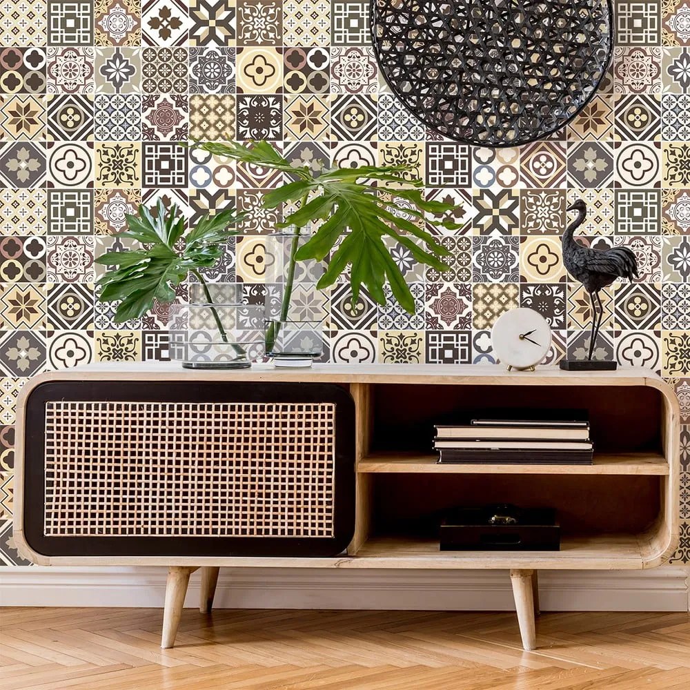 Set de 24 de autocolante de perete Ambiance Kenjito, 15 x 15 cm