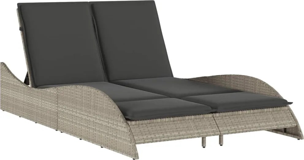 vidaXL Șezlong cu perne, gri deschis, 114x205x73 cm, poliratan