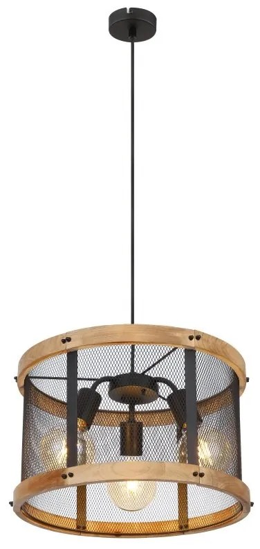 Pendul design industrial Jeanie negru, maro