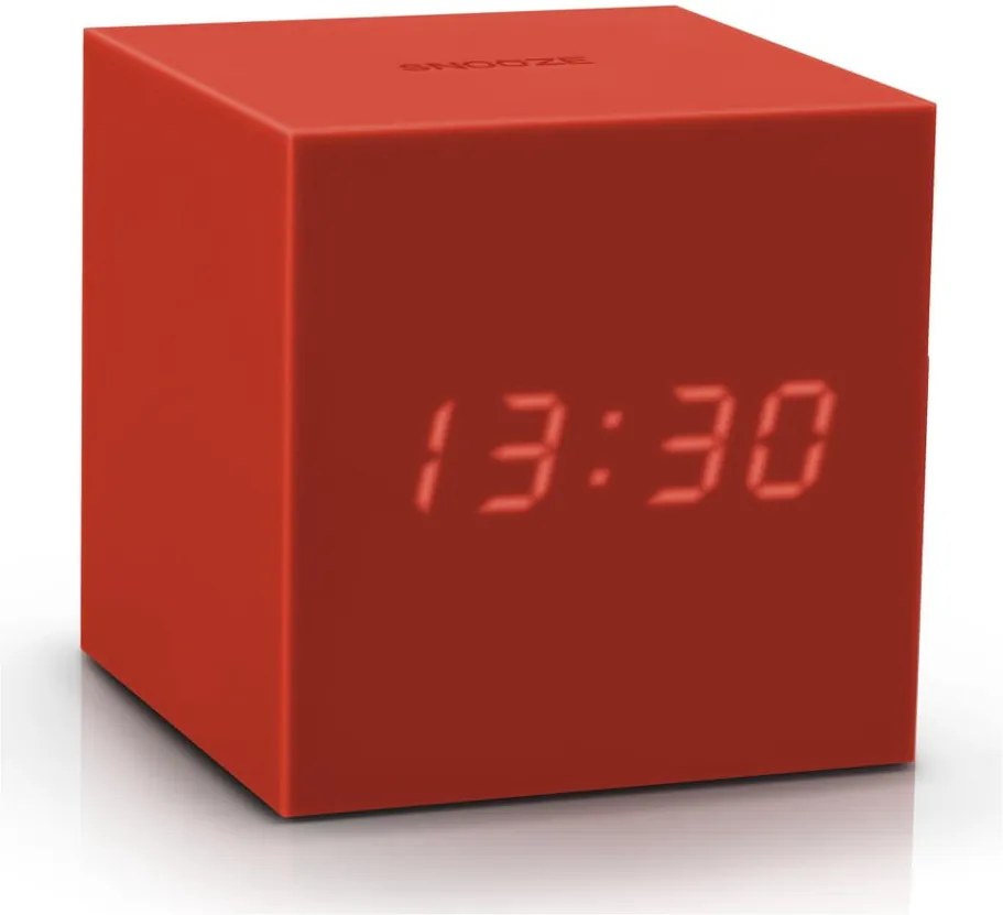 Ceas deșteptător cu LED Gingko Gravity Cube, roșu