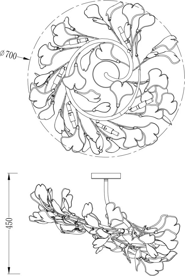 Lustra aplicata cu elemente decorative ceramice albe LEAF