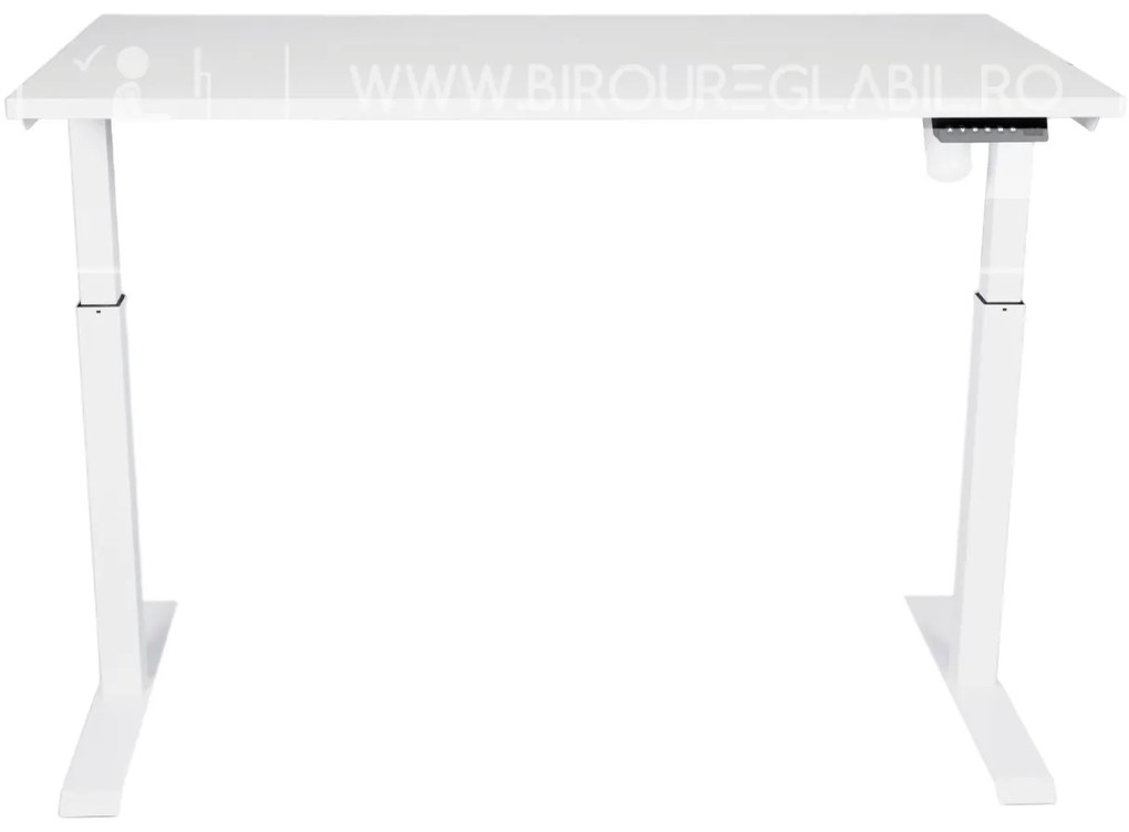 Birou reglabil electric TerrA3 s WHITE - profil pătrat, cadrul alb (Dimensiune blat: 120x60 cm, Culoare blat: Alb 25mm)