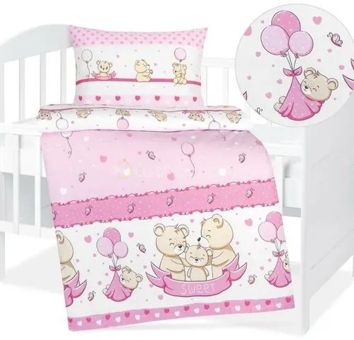 Bellatex Lenjerie de pat din bumbac Agata Bearfamily, 90 x 135 cm, 45 x 60 cm