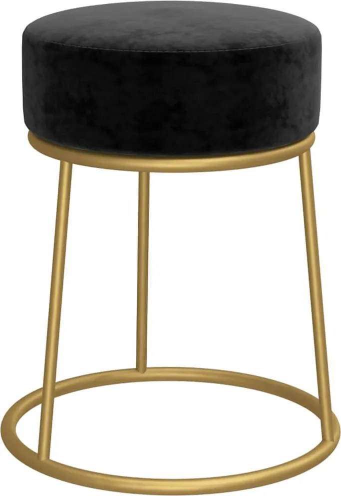 vidaXL Taburet rotund, negru, catifea