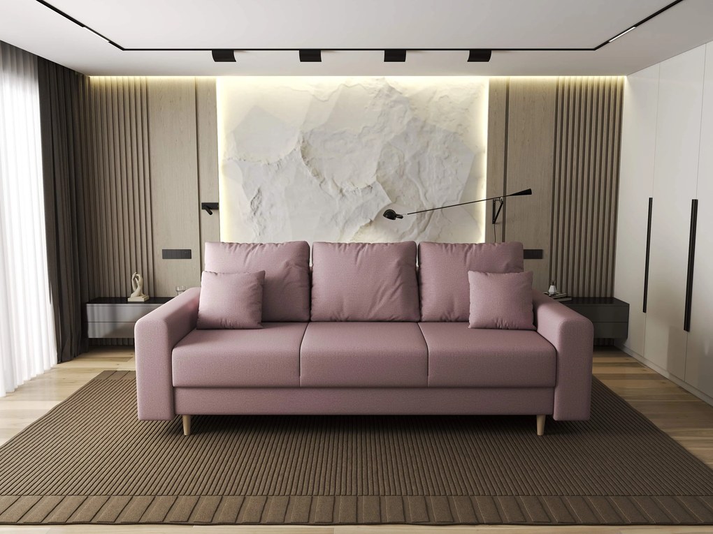 Canapea extensibilă dumonde cu ladă de depozitare si sezut confortabil din spuma high-density, Kronos Enjoy Flamingo 210x100 cm