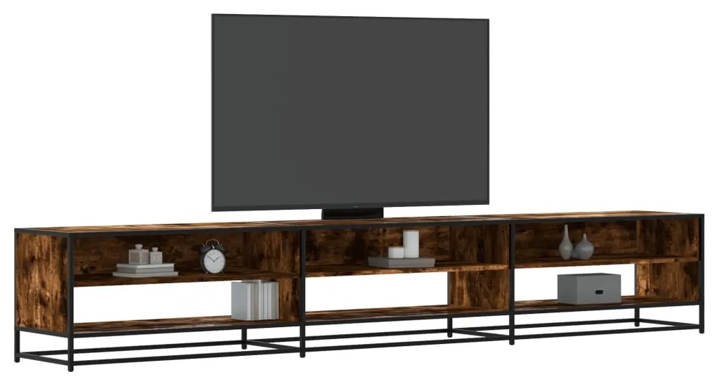 vidaXL Comodă TV, stejar fumuriu, 270x40x46 cm, lemn prelucrat