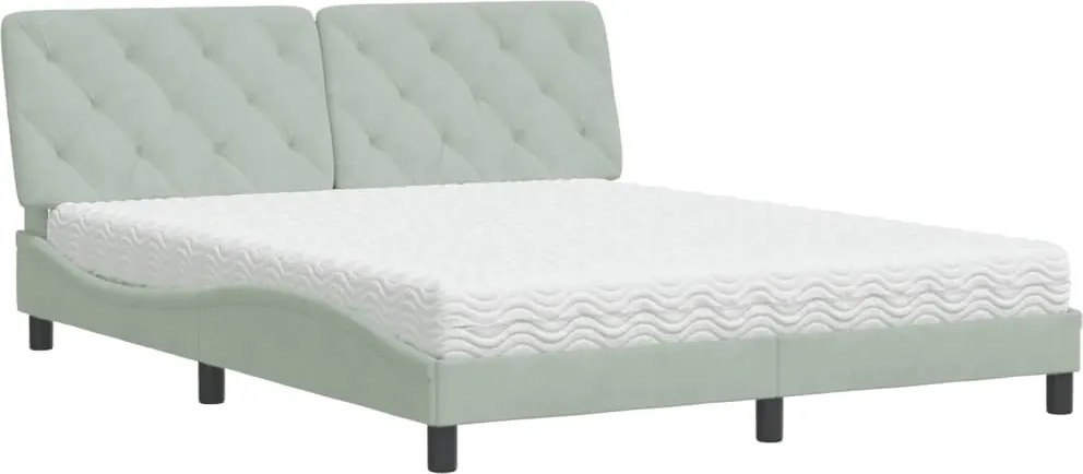 vidaXL Pat cu saltea, gri deschis, 160x200 cm, catifea