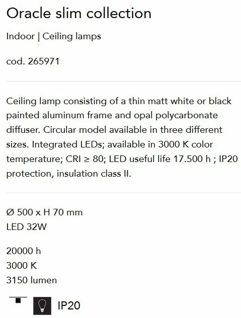 Lustra LED design modern geometric ORACLE SLIM PL D050 ROUND 3000K ON-OFF WH