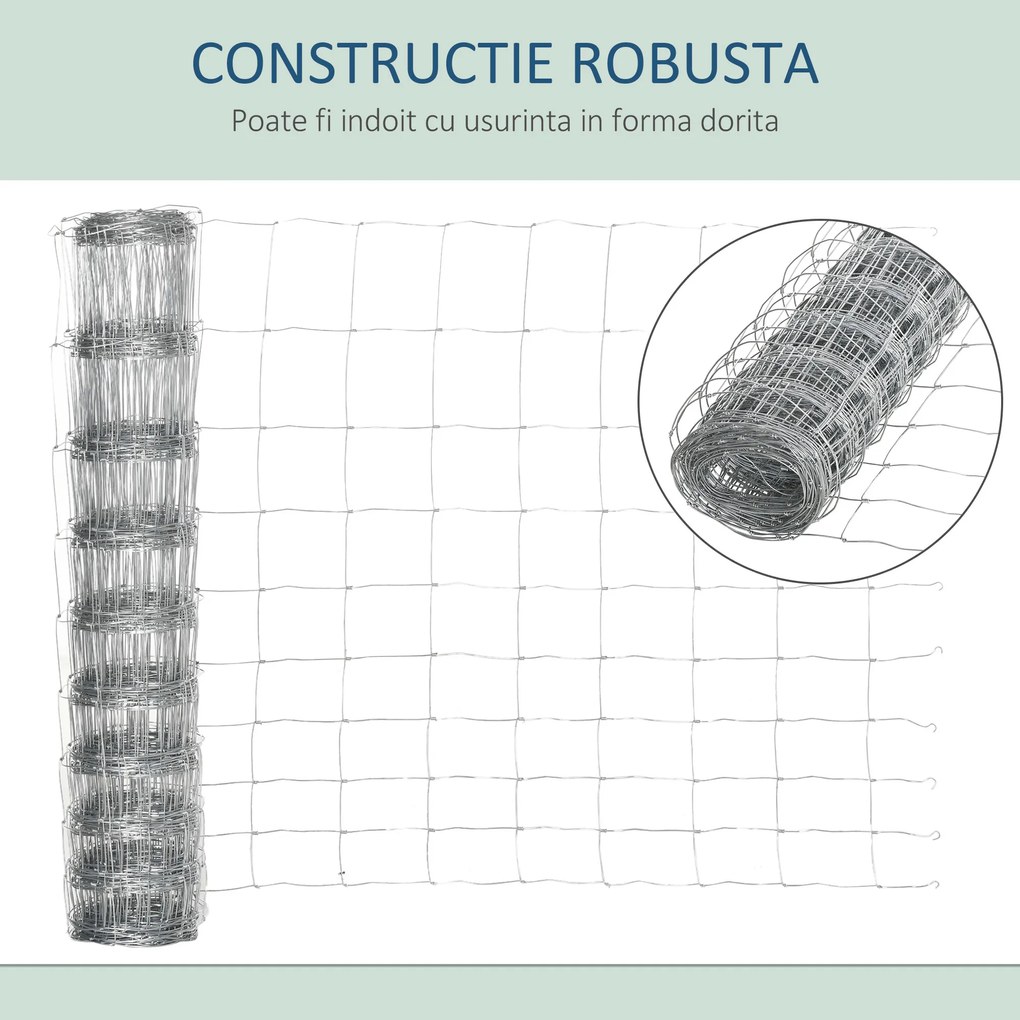 PawHut Rolă Plasă Metalică Zincată pentru Țarcuri, Gard de Protecție Exterior pentru Animale, 26.1m, 15x20.3 cm | Aosom Romania