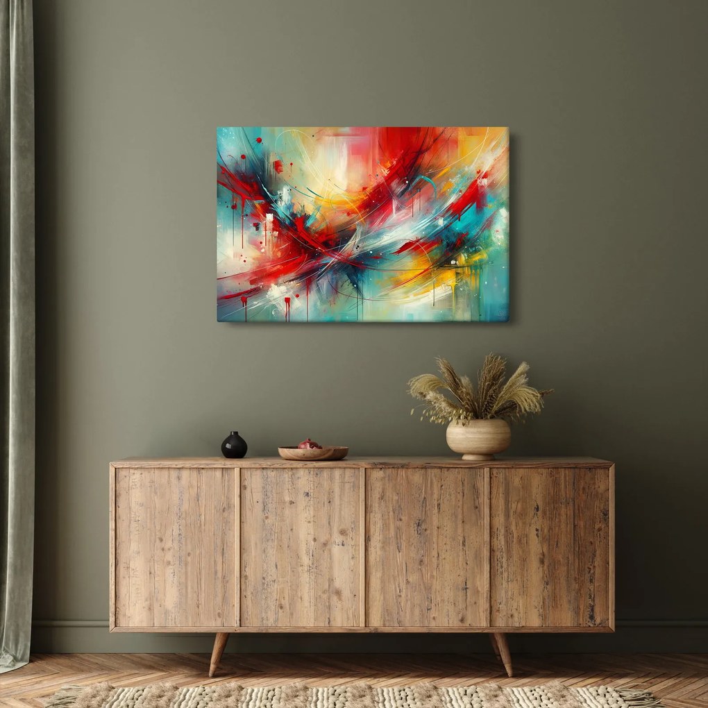 Tablou – Abstracție cu roșu (90x60 cm)