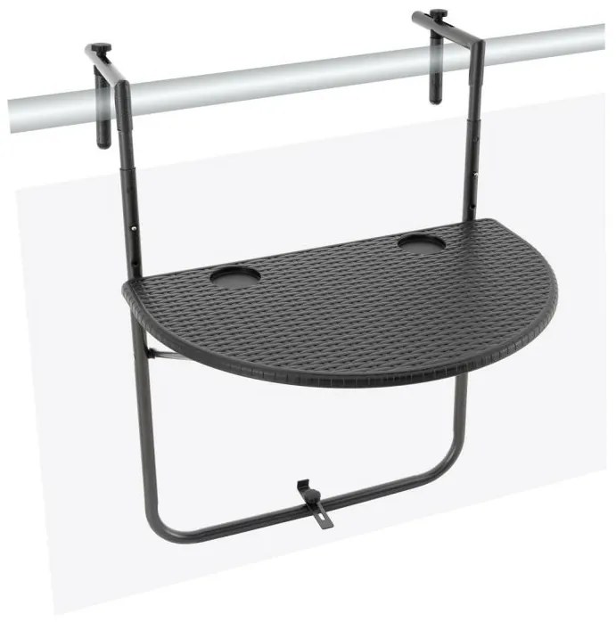 Masă suspendată și 2 scaune din rattan, negru