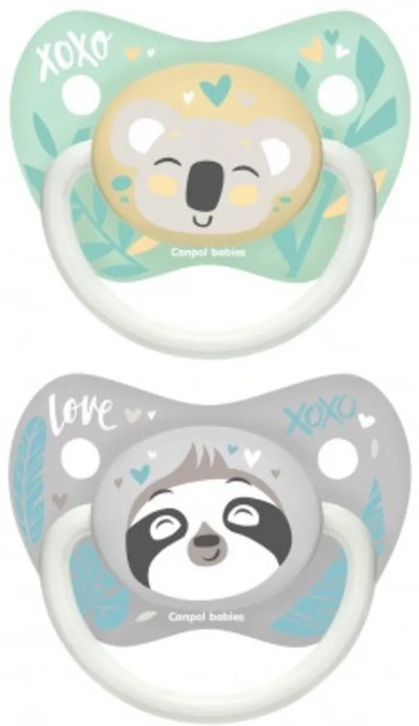 Set de 2 buc simetric suzete, 6-18m, Canpol Babies - Exotic Animale - gri