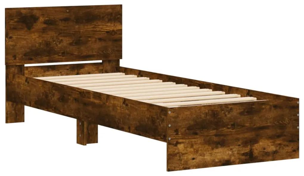 838628 vidaXL Cadru de pat cu tăblie stejar fumuriu 90x200 cm lemn prelucrat