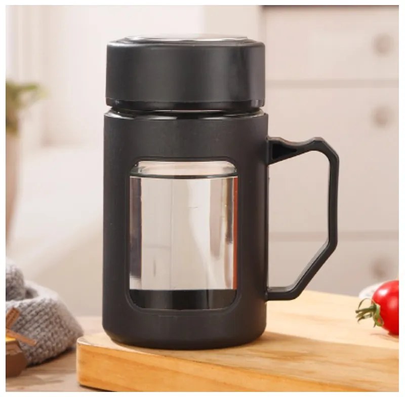 Sticla de sticla cu maner BREW 500 ml, neagra
