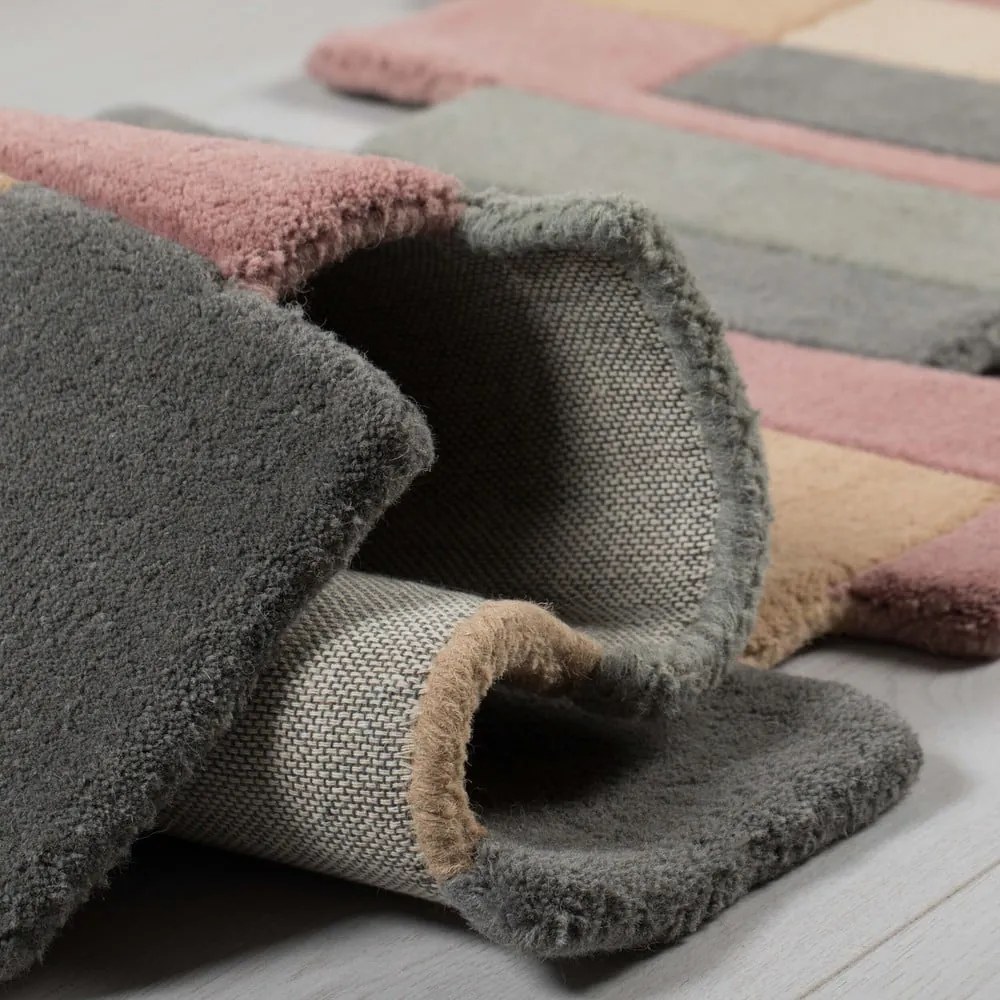 Covor tip traversă din lână Flair Rugs Collage Earthy, 60x230 cm