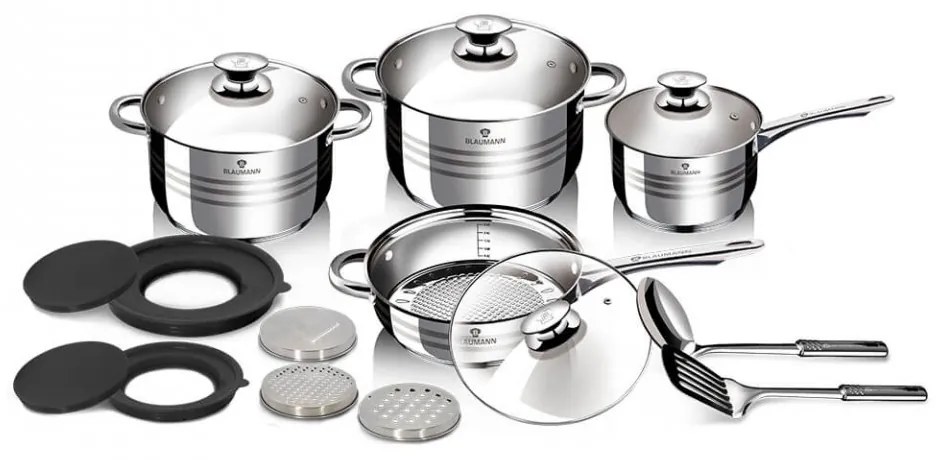 Set oale si tigai otel inoxidabil (15 piese) Gourmet Line Blaumann BL 3197