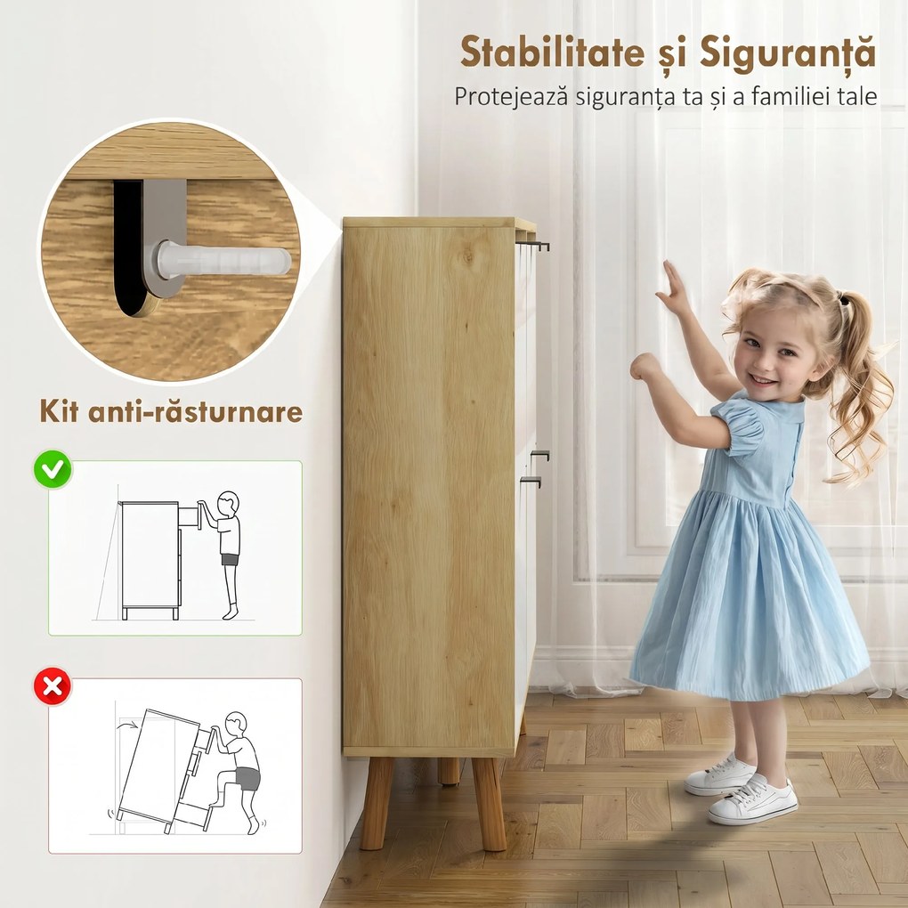 HOMCOM Dulap de pantofi subțire modern cu 4 sertare rabatabile pentru 20 de perechi de pantofi, Alb | Aosom Romania