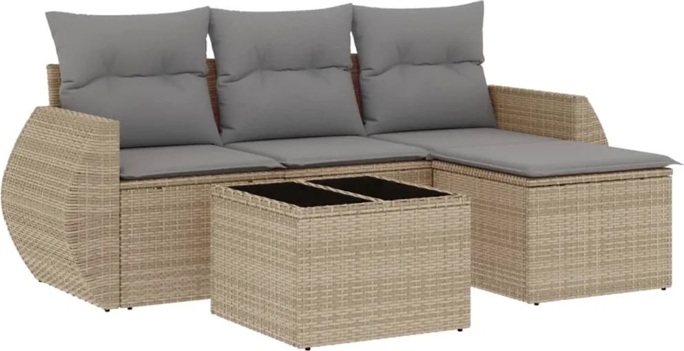 vidaXL Set canapele de grădină cu perne, 5 piese, bej, poliratan
