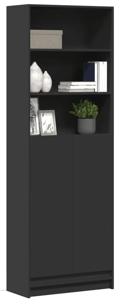 vidaXL Dulap înalt cu LED negru 69x32,5x200 cm lemn prelucrat