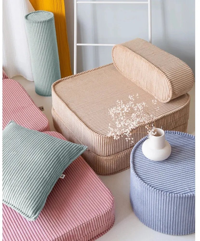 Pernă decorativă pentru copii verde-mentă cu tapițerie din catifea reiată Block – Wigiwama