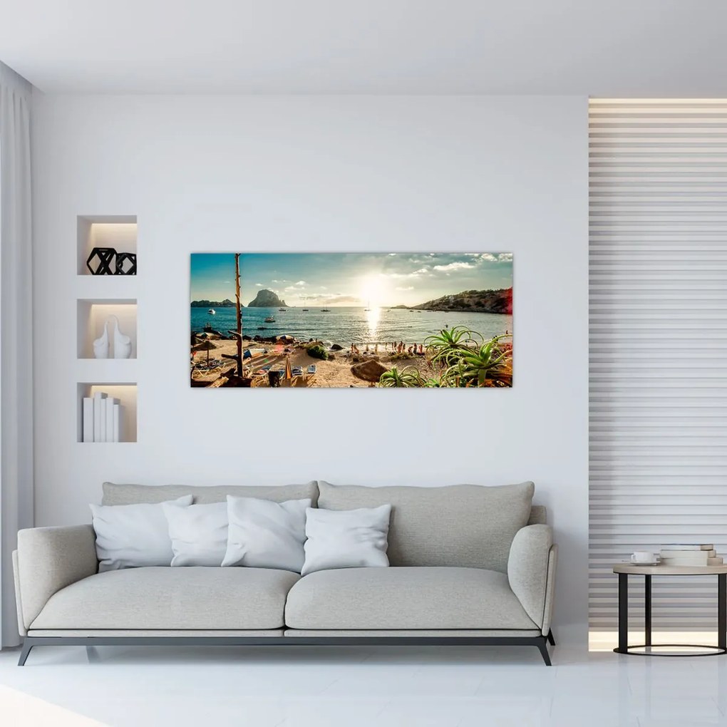 Tablou - Plajă cu oameni (120x50 cm)