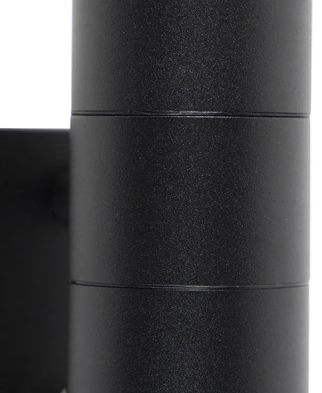 Lampă de perete exterioară neagră cu 2 lumini IP44 cu senzor de întuneric - Duo