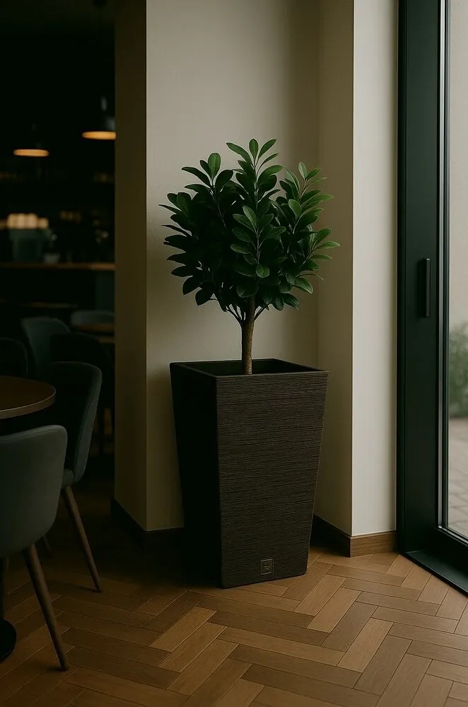 Ghiveci de flori FURU SQUARE ECO WOOD cu inserție24 c m, maro închis, S