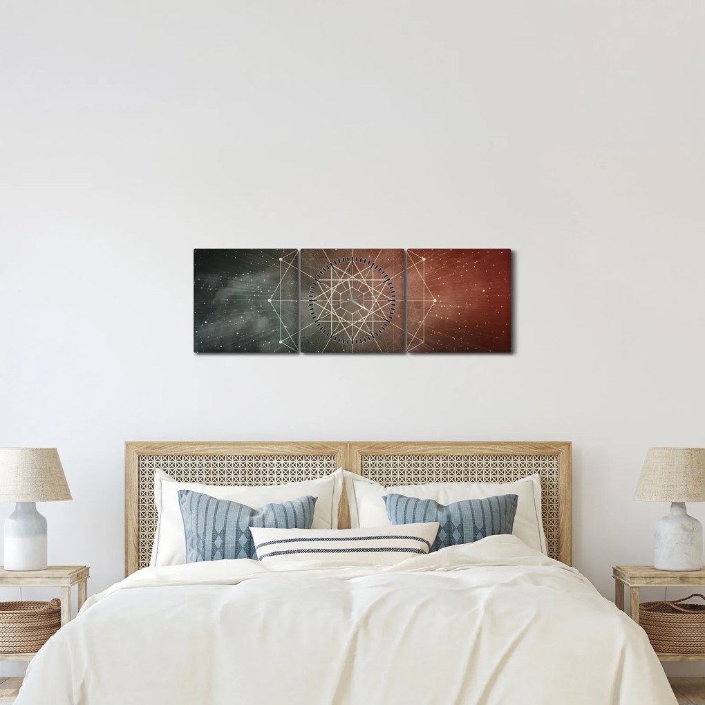 Tablou - Dodecagrama cosmică (cu ceas) (90x30 cm)