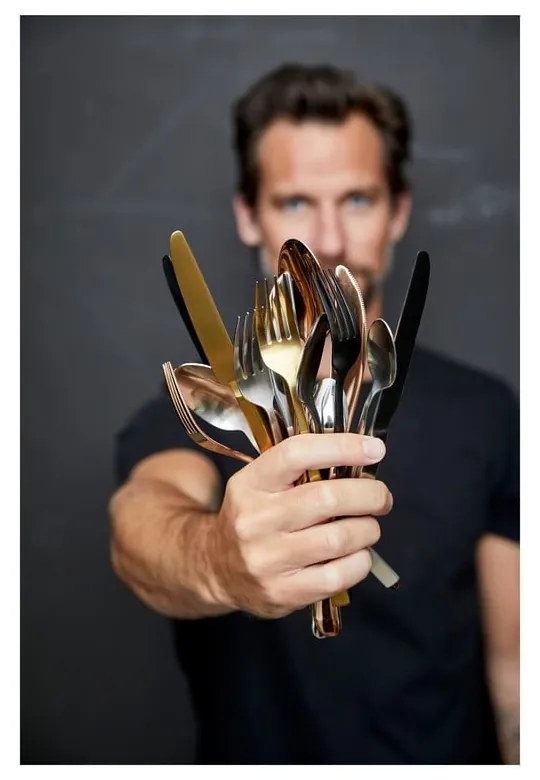 Tacâmuri argintiu-mat din oțel 16 buc. – Bitz