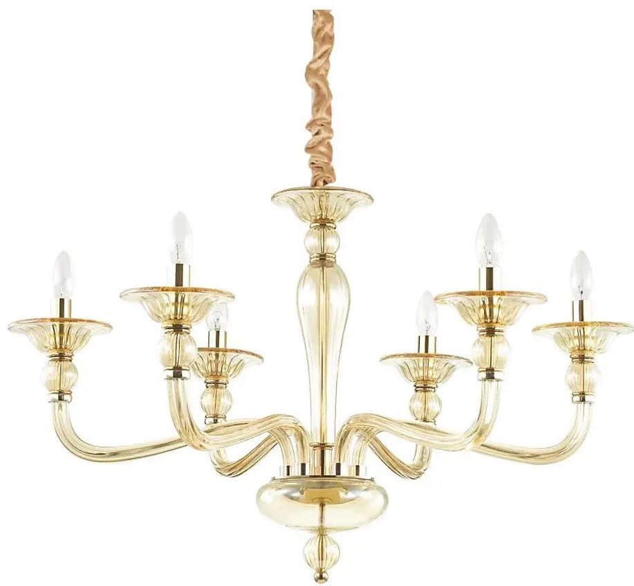 Lustră pe lanț Ideal Lux DANIELI 6xE14/40W/230V d. 85 cm alamă