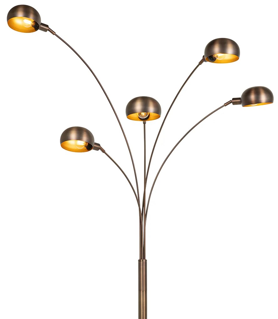 Lampă de podea de design bronz închis cu auriu 5 lumini - Sixties Marmo