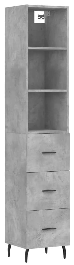 3189721 vidaXL Dulap înalt, gri beton, 34,5x34x180 cm, lemn prelucrat