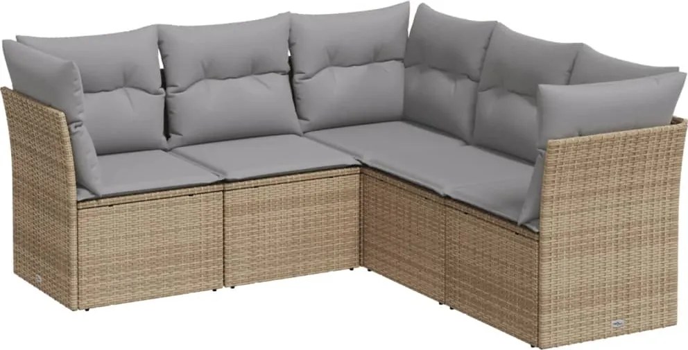 vidaXL Set canapele de grădină cu perne, 5 piese, bej, poliratan