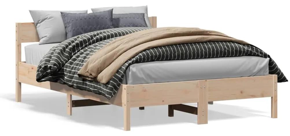 842770 vidaXL Cadru de pat cu tăblie, 135x190 cm, lemn masiv de pin