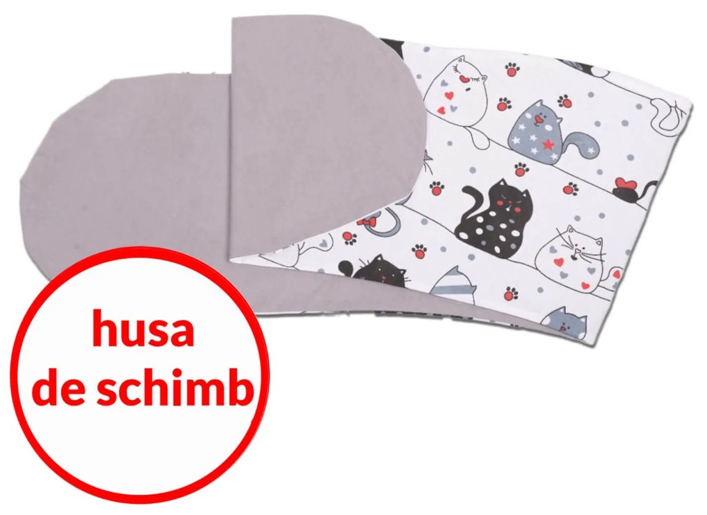 Husa bumbac detasabila pentru Perna gravide 3 in 1 Kidizi Lena, Happy Kitten