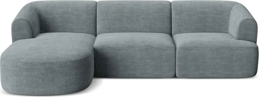 Colțar gri închis cu tapițerie din catifea reiată (cu colț pe partea stângă/cu șezlong) Campi – Cosmopolitan Design