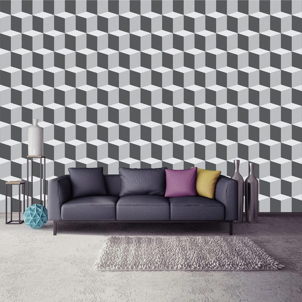 Fototapet - Pătrate 3D (254x184 cm)