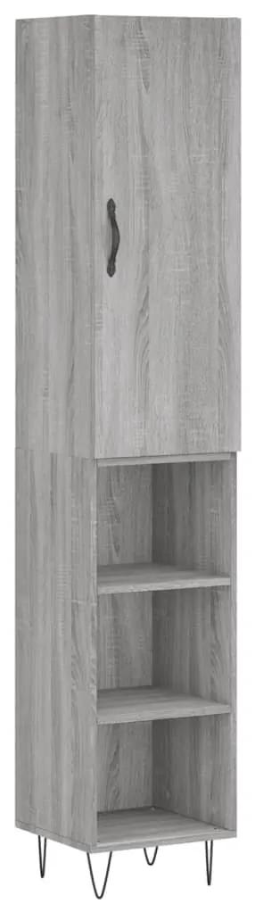 3199015 vidaXL Dulap înalt, gri sonoma, 34,5x34x180 cm, lemn prelucrat
