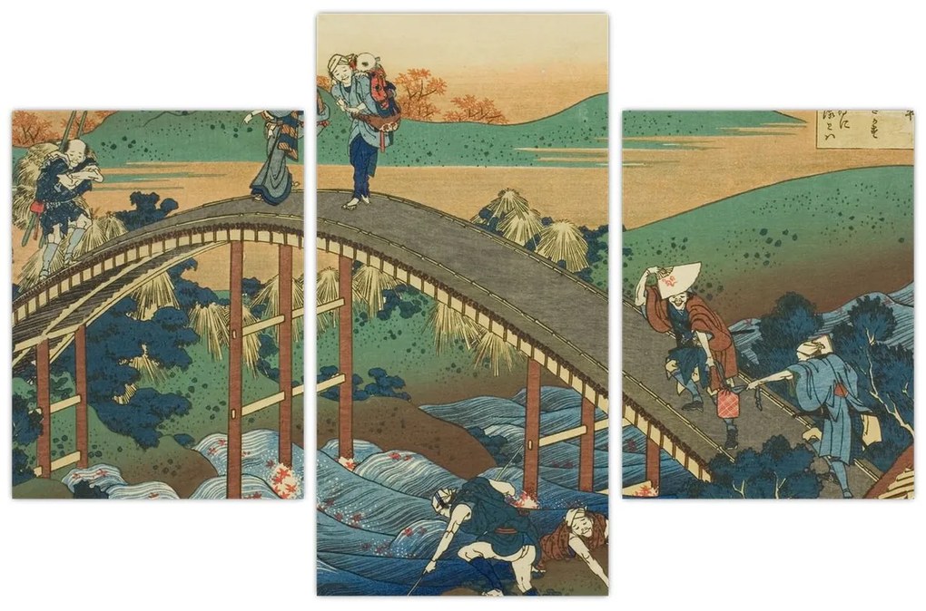 Tablou - Katsushika Hokusai, Ariwara no Narihirafrom the series One Hundred, Poems Explained by the Nurse (Hyakunin isshu uba ga etoki), reproducere (90x60 cm)