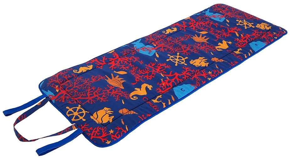 Sezlong de plaja in rulou CALUT DE MARE CU CORALI 148x52 cm, albastru