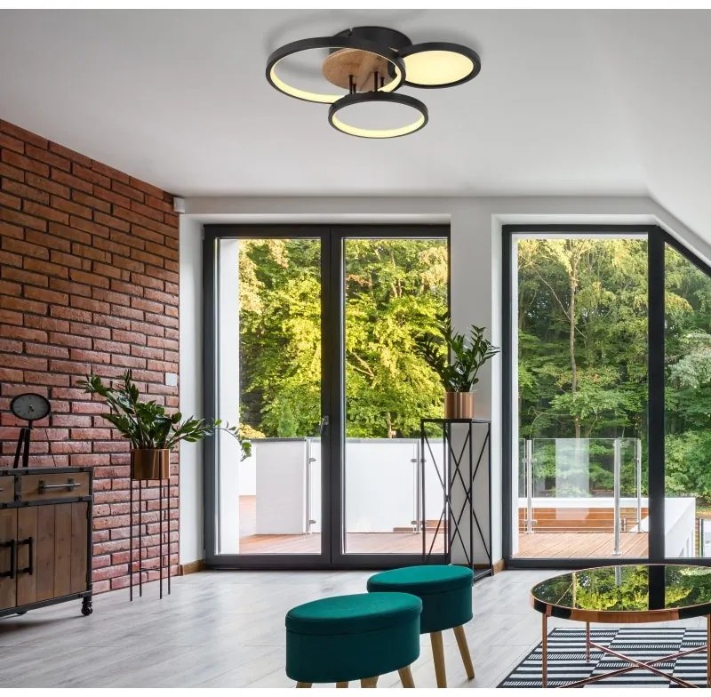 Plafoniera LED design modern Sid negru, maro
