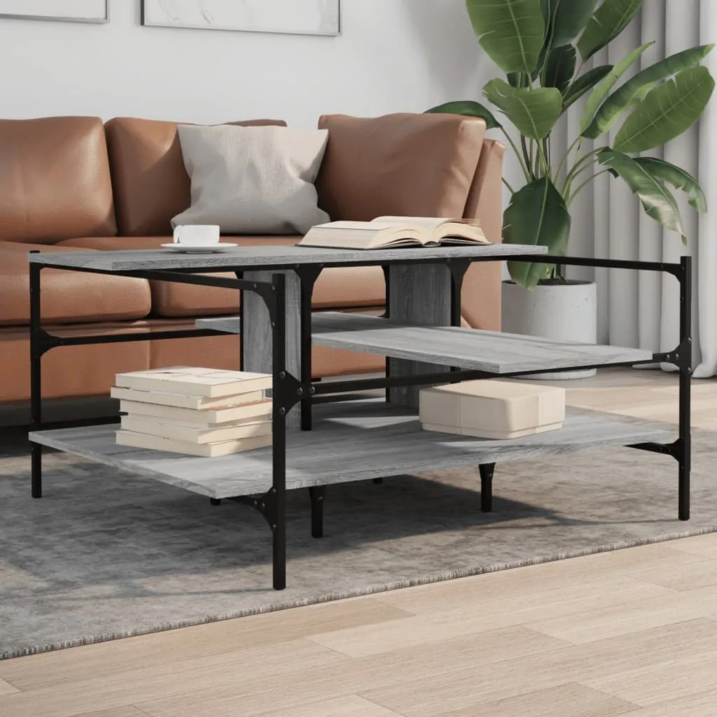 vidaXL Măsuță de cafea gri sonoma 100x100x48,5 cm lemn prelucrat