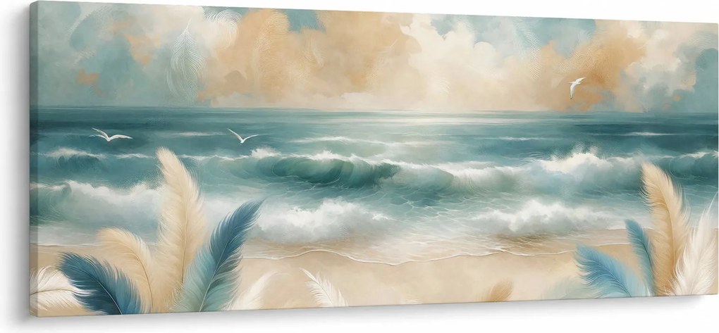 Tablou – Plajă pictată în culori delicate (120x50 cm)